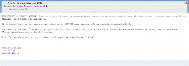 Polémico correo enviado por la Universidad de Concepción