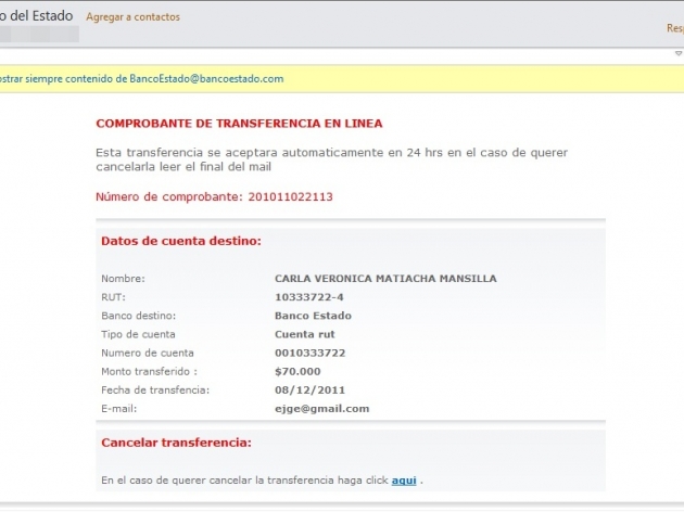 Correo electrónico fraudulento | Milton Cáceres Correo electrónico fraudulento | Milton Cáceres