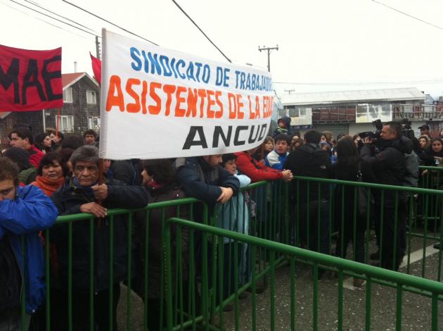 Manifestantes en Chiloé