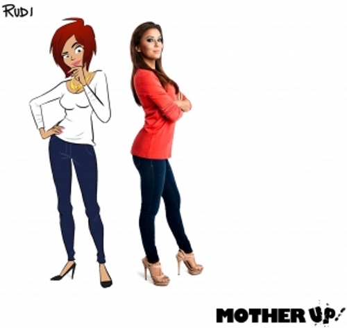 Longoria y su personaje animado en Mother Up!