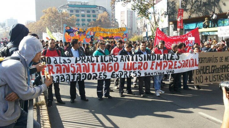 Trabajadores del Transantiago en marcha en Santiago | Sacha Rojas /@sachor