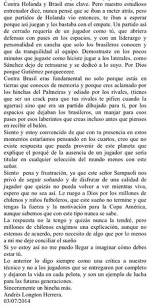 Carta de Andrés Longton