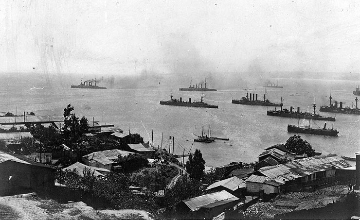 Armada alemana dejando Valparaíso | U.S. Naval Historical Center