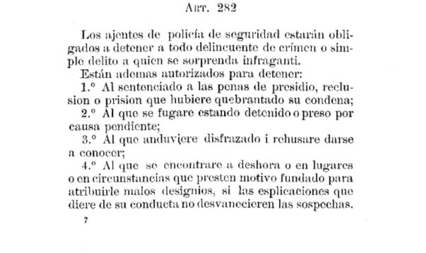 Detención por sospecha en Código de Procedimiento Penal de 1906 