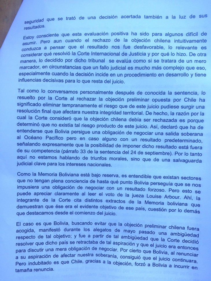 Carta de renuncia de Felipe Bulnes