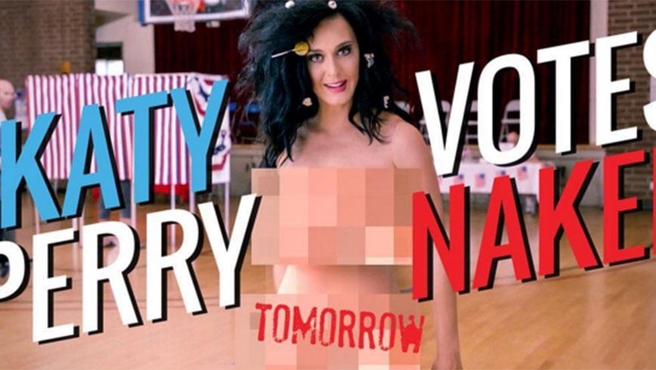 Katy Perry en campaña para votar en las elecciones presidenciales.