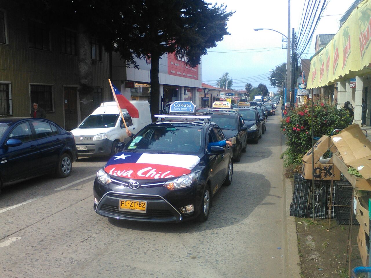 Manifestación de conductores de taxis colectivos en Cañete