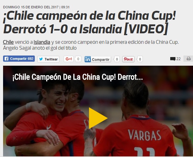 Medios internacionales destacaron el título de Chile en la China Cup ...