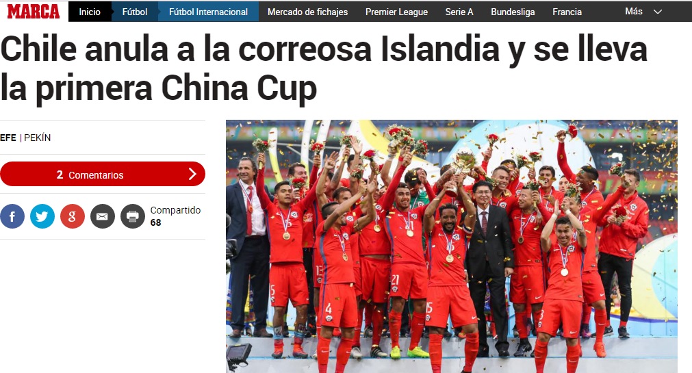 Medios internacionales destacaron el título de Chile en la China Cup ...
