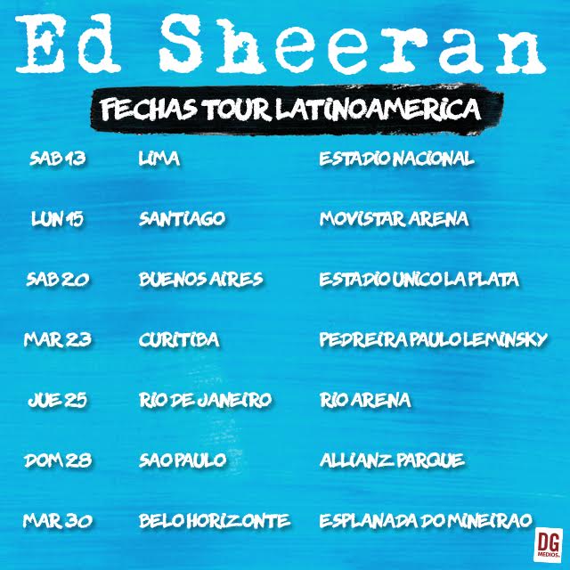 Las fechas de la gira de Ed Sheeran