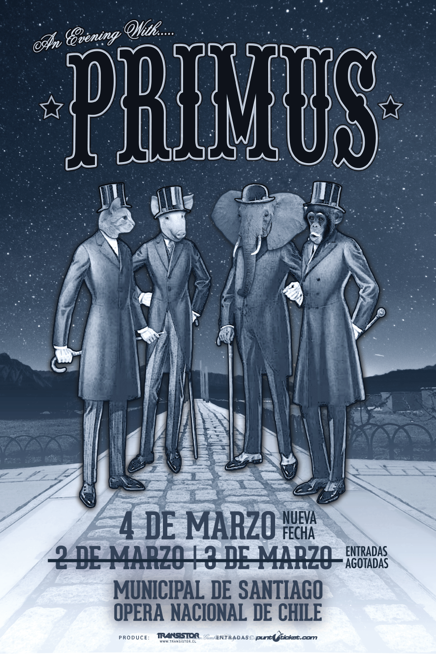 El afiche de la visita de Primus a Chile.