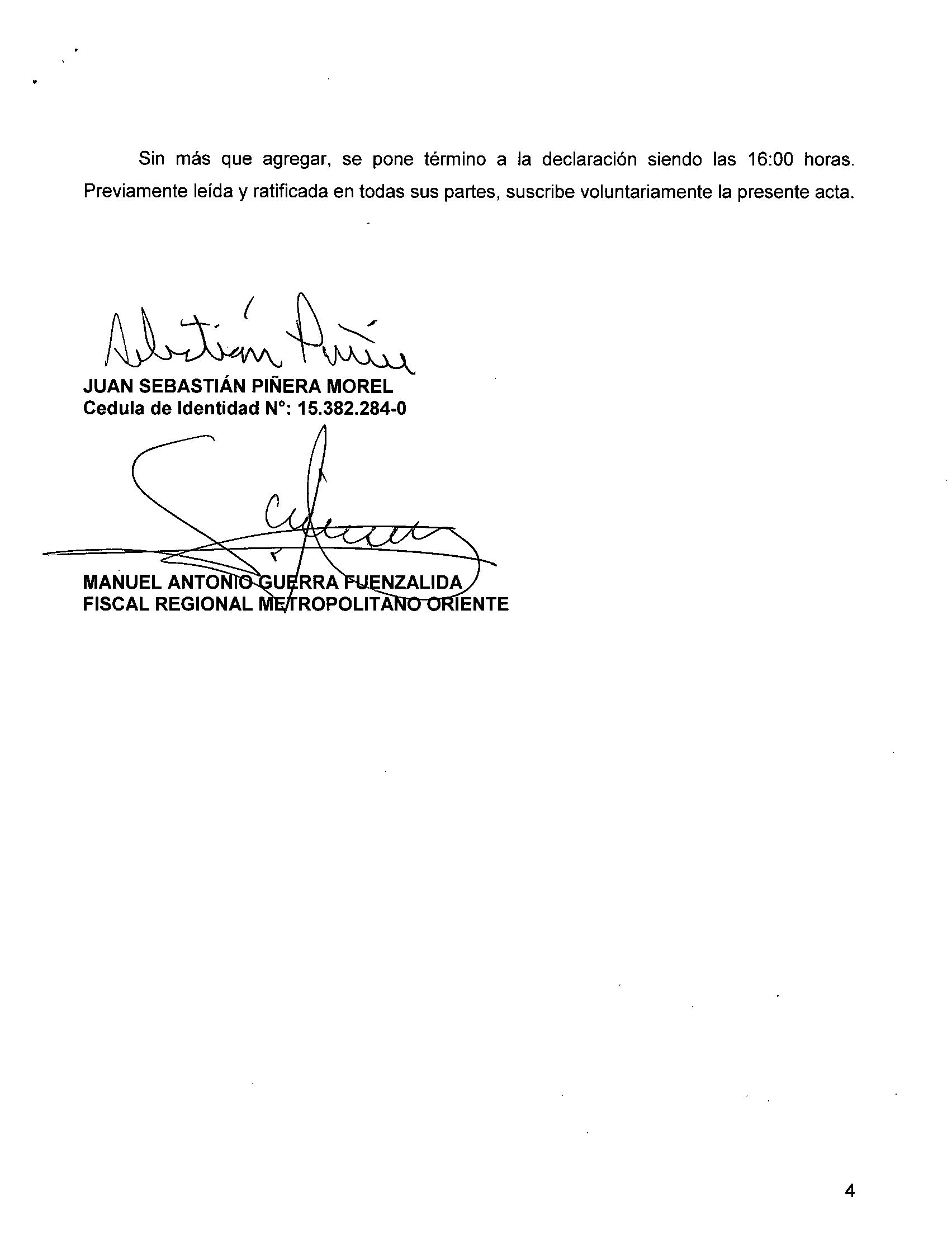 Declaración de Piñera Morel