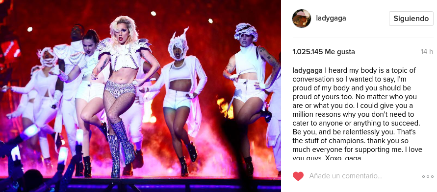 Lady Gaga responde a quienes dijeron que se veía gorda en el Super Bowl