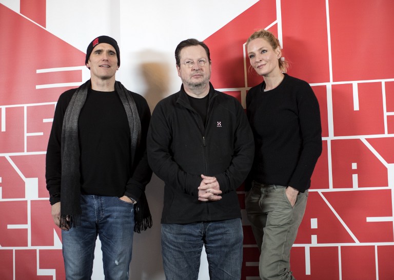 Matt Dillon, Lars von Trier y Uma Thurman en la conferencia de prensa de "The House That Jack Built | Agencia AFP