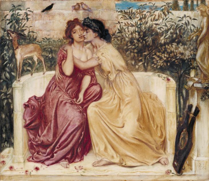 Sappho and Erinna in a Garden at Mytilene. 1864 (Simeon Solomon) |  www.tate.org.uk