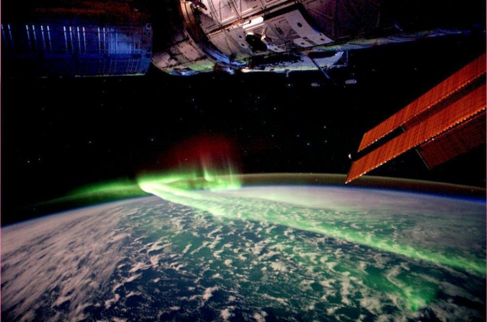 La aurora boreal vista desde el espacio.
