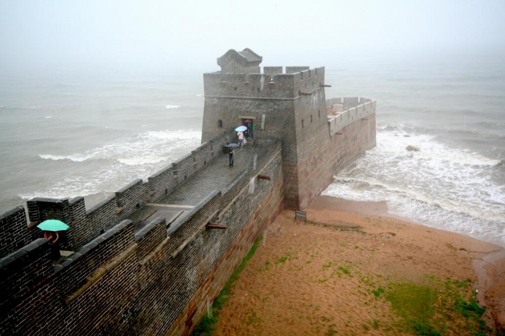 La costa de Shanhaiguan, lugar donde comienza la Gran Muralla de China.