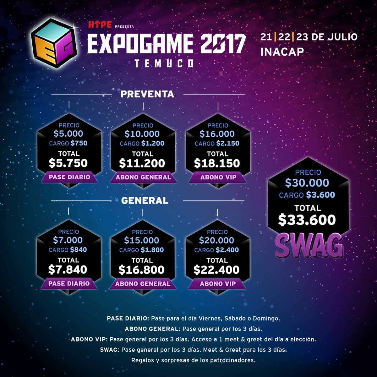 Valores entradas de Expogame Temuco