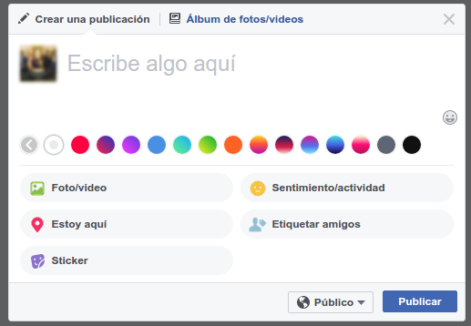 Así puedes poner colores a tus estados en versión escritorio de Facebook