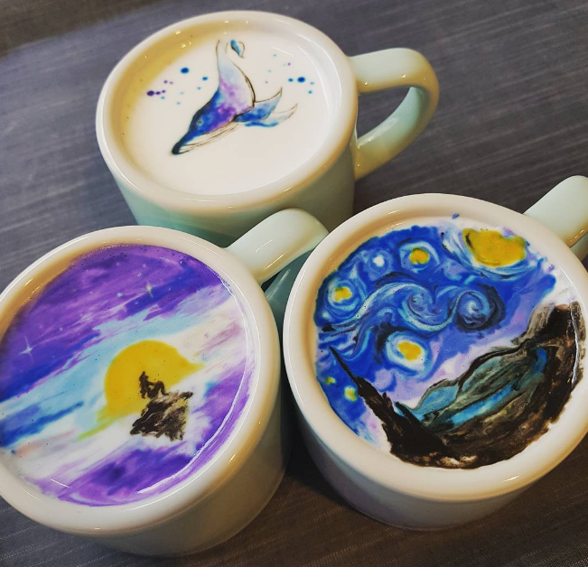 Arte sobre café de joven surcoreano | @leekangbin91 en Instagram