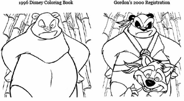 Libro para colorear de Disney (izquierda) y dibujos de Gordon (derecha)