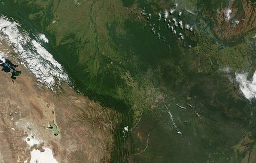 Imagen satelital de Bolivia
