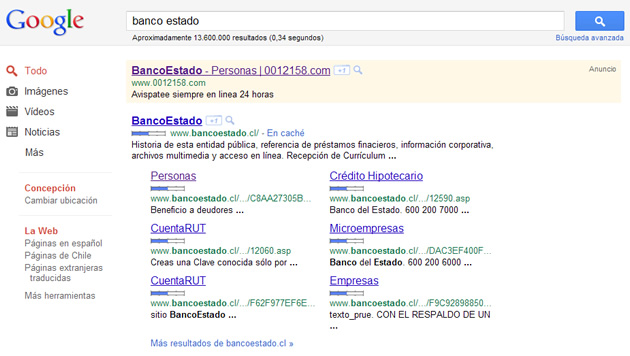 Búsqueda fraudulenta en Google