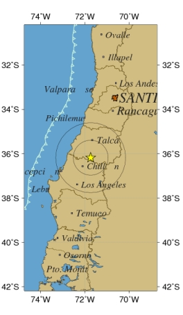 Mapa del epicentro | Servicio Sismológico
