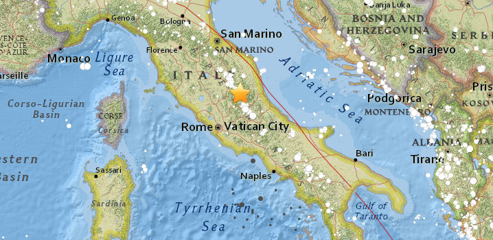 Terremoto 6,2 afectó al centro de Italia.