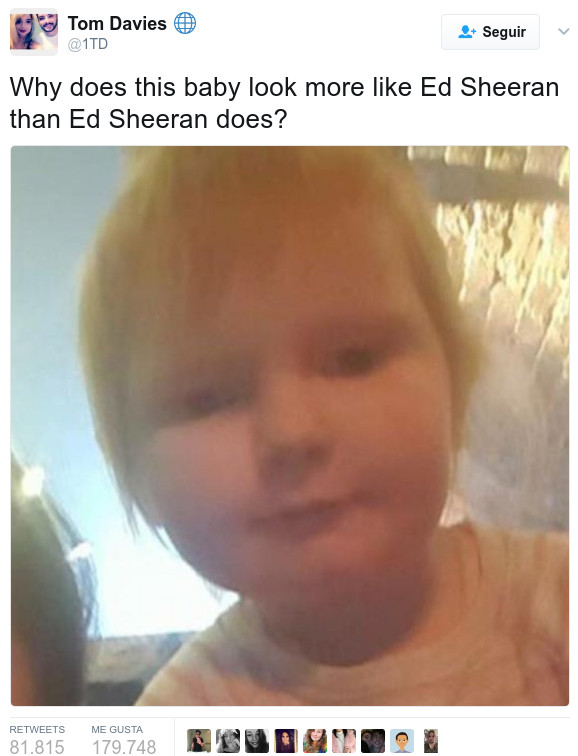 Bebé que es igual a cantante Ed Sheeran impresiona en redes sociales