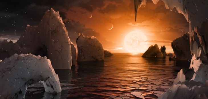 Ilustración muestra cómo supuestamente luciría uno de los exoplanetas del sistema Trappist-1