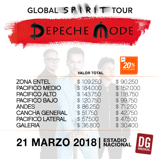Precios de las entradas para ver a Depeche Mode | DG Medios