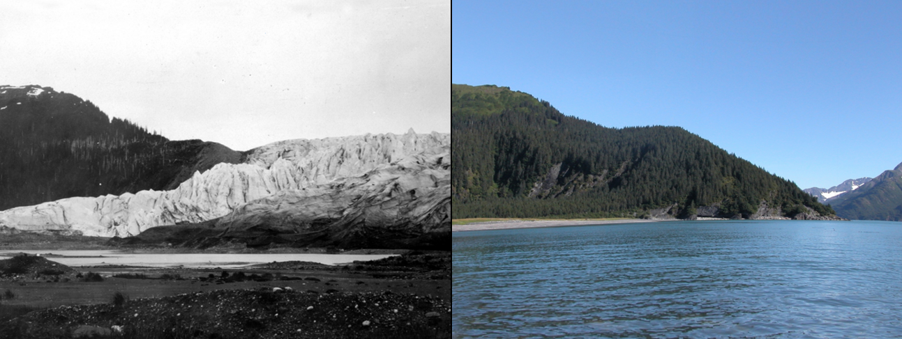 Derretimiento del Glaciar McCarty, Alaska, entre 1909 y 2004