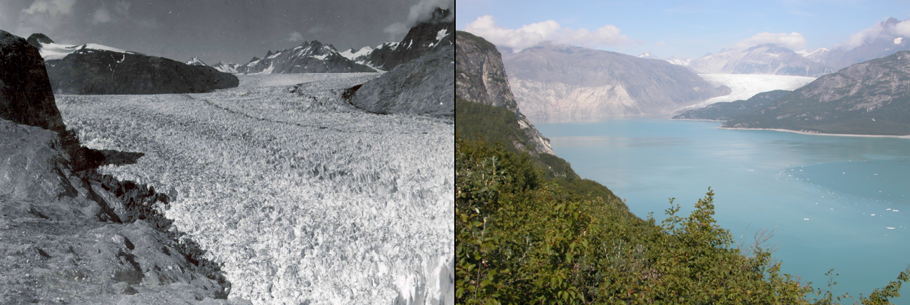 Derretimiento del Glaciar Muir, Alaska, entre 1941 y 2004