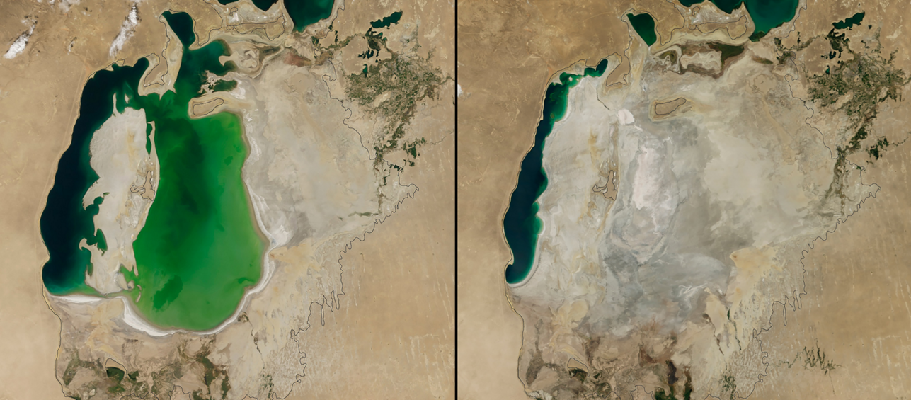 Mar de Aral, en Asia, entre 2010 y 2014