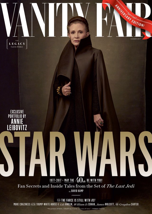 La fallecida Carrie Fisher interpreta una vez más a la Princesa Leia en esta, su última entrega - Annie Leibovitz | Vanity Fair