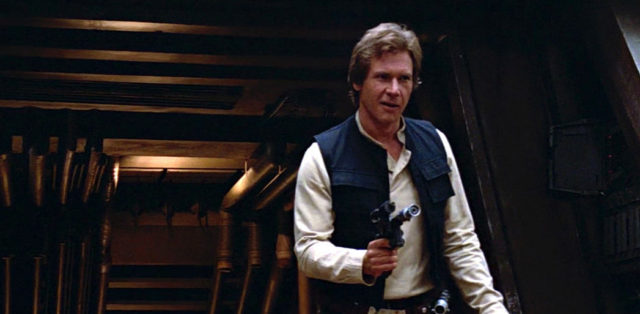 Harrison Forn como Han Solo en la trilogía original de Star Wars