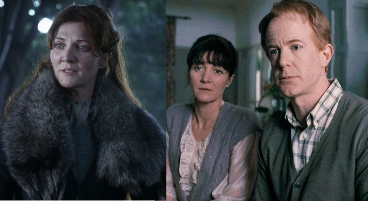 Michelle Fairley en Harry Potter (izquierda) y Game of Thrones (derecha)