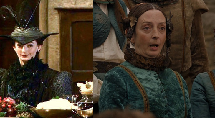 Sally Mortemore en Harry Potter (izquierda) y Game of Thrones (derecha)