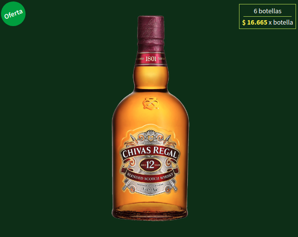 caja de whisky Chivas Regal de 12 años 40° - 6 botellas