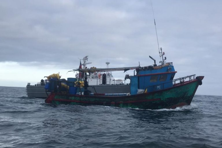 Detienen a embarcación peruana con 5 toneladas de tiburón azulejo extraído ilegalmente en el norte del país FOTO: Armada de Chile.