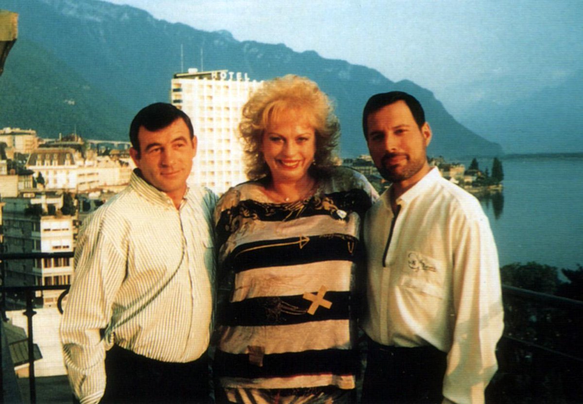 Jim Hutton, Barbara Valentin & Freddie Mercury in 1989