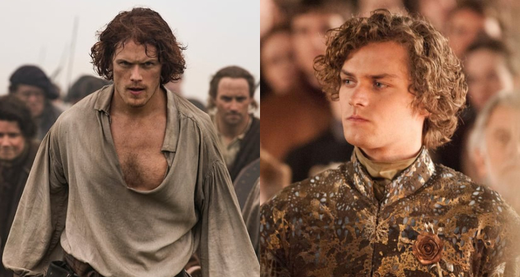 Izquierda: Sam Heughan en "Outlander" | Derecha: Finn Jones como Loras Tyrell en "Game of Thrones"