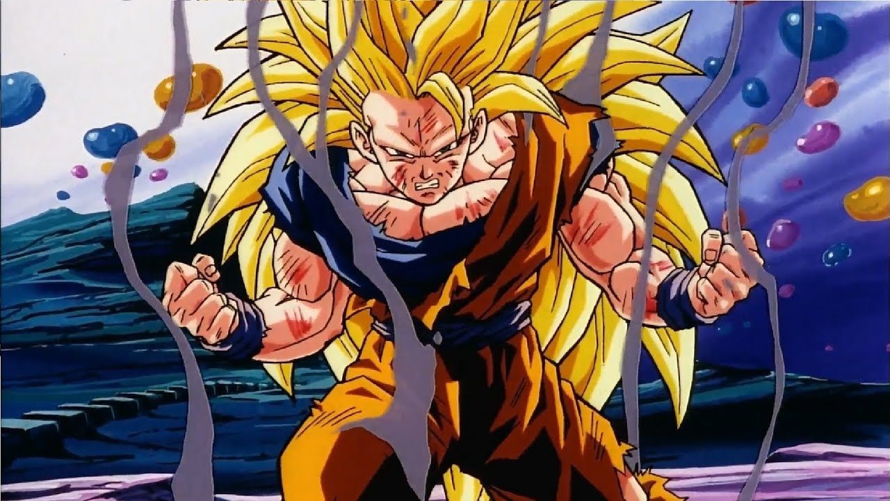 A primeira versão do Goku transformado em Super Saiyajin 3, desenhada por  Akira Toriyama, tinha cabelo curto, rabo dourado, e sobrancelha raspada.  Comenta e deixa o like! QNERDACADEMYY - iFunny Brazil