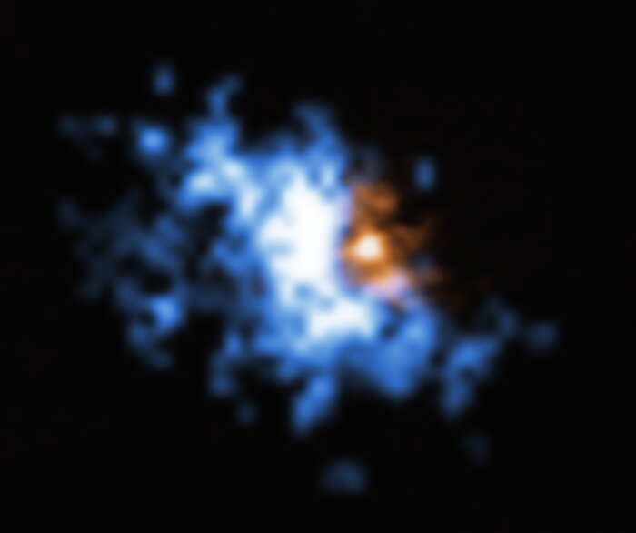 Un halo de gas, observado con MUSE, rodeando a una fusión de galaxias | ALMA