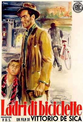 Afiche de "Ladri di biciclette" (Ladrones de bicicletas)