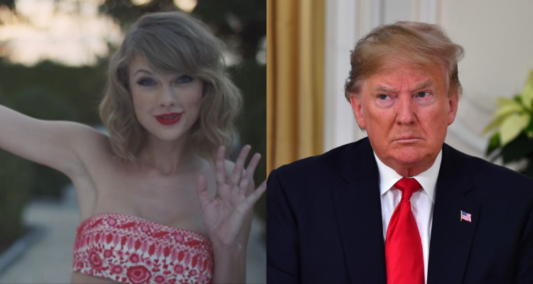 I: Taylor Swift, Black Space | D: Donald Trump, AFP