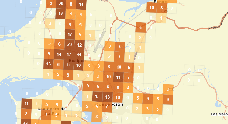 Visor territorial de la distribución de casos activos en provincia de Concepción | Minsal