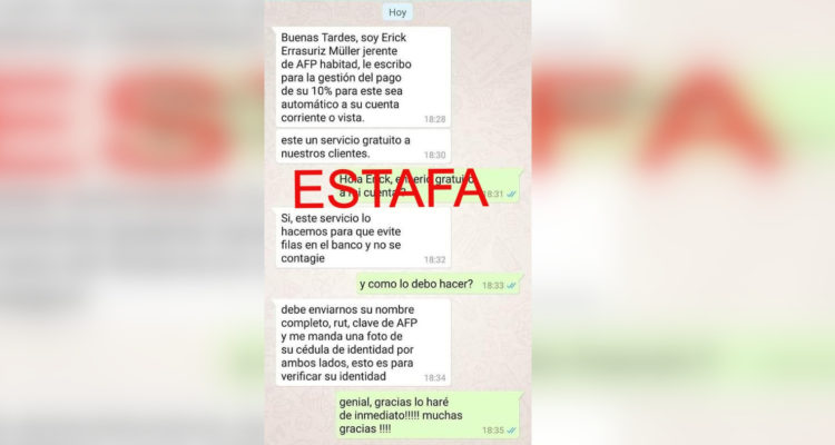 Captura de intento de estafa