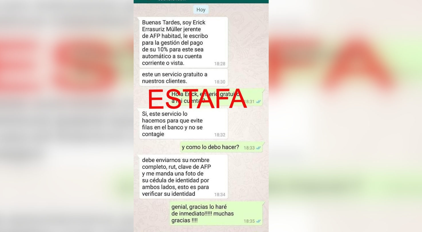Captura de intento de estafa